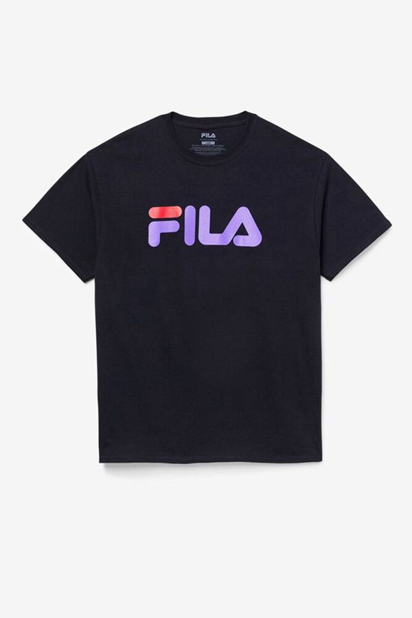 Camisetas Fila Homem Pretas/Roxo/Vermelhas - Fila Manga Curta Sleeve Logo Portugal Lojas,WFLK-29057